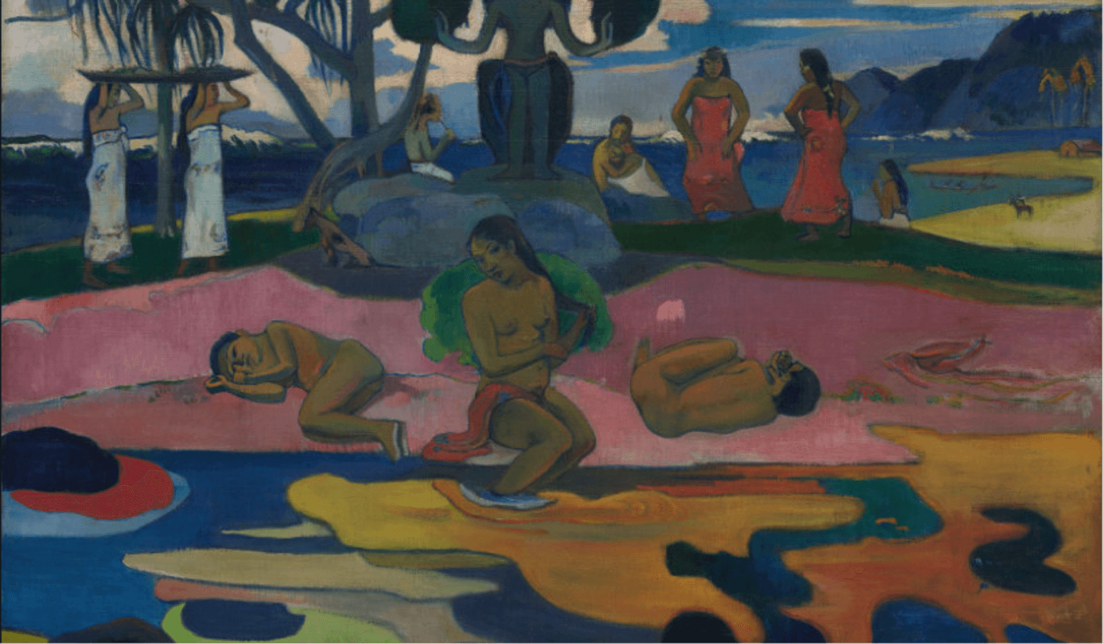 Paul Gauguin is best known for his brightly-colored paintings of Tahitians. Pictured is 1894's 'Day of the God (Mahana no Atua). 'The Art Institute of Chicago