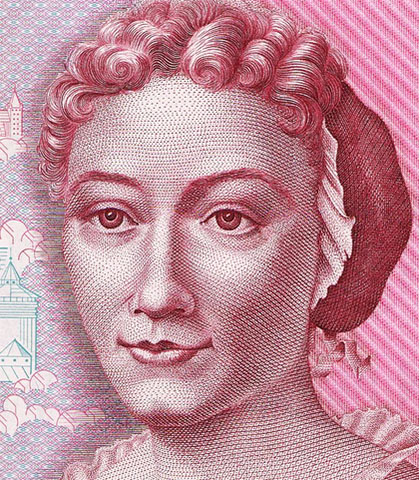 Merian pictured on the 500 DM banknote.