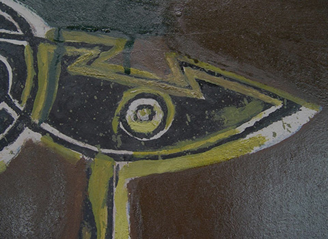Detail of abstracted eye in a larger painting