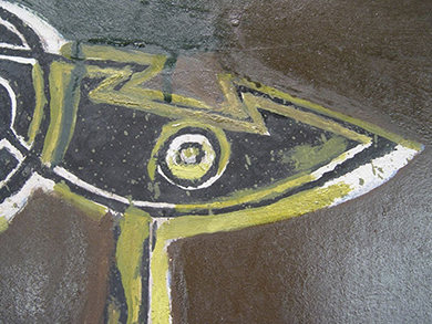 A detail from Braque's Ajax: conservators knew the artist had experimented with finishes, but what were they composed of?