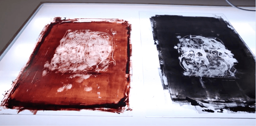 Experimental replication helped researchers test the unconventional ink transfer and mark-making techniques.