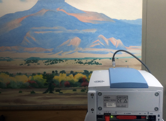 The photometric stereo method is used in conjunction with other imaging technologies to get a fuller picture of how the painted surface changes over time.