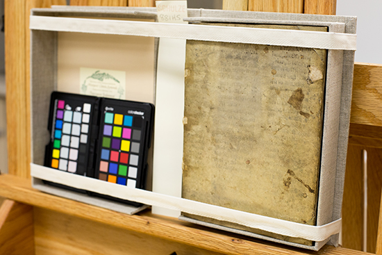 Spectroscopic imaging techniques allow examination of the book with minimal handling of the fragile materials.