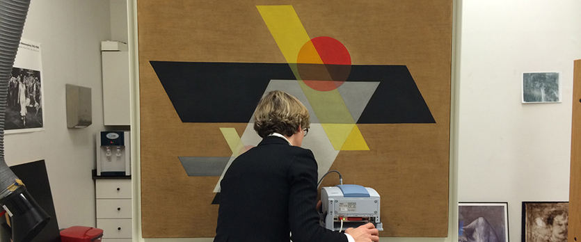 Laszlo Moholy-Nagy's experiments in art and science extended from optical phenomena (like the light transparency suggested here) to experimental use of industrial materials.