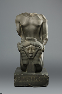 Kneeling statue of Amenemopetemhat, Late Period, Saite Dynasty 26 (664–610 B.C.), Metagraywacke sandstone, Rogers Fund, 1924 24.2.2. Metropolitan Museum of Art
